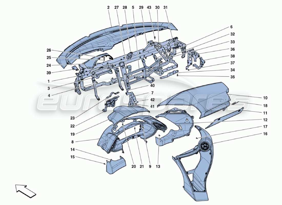 ferrari 488 challenge pannello di controllo diagramma delle parti