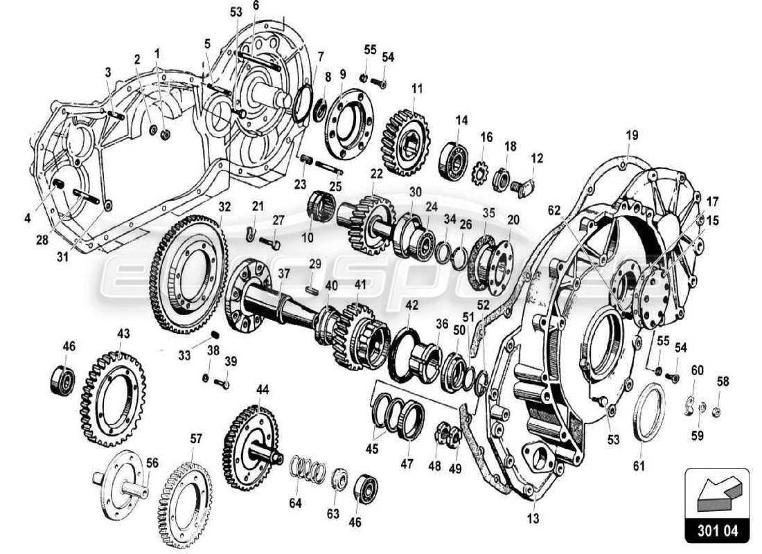 lamborghini miura p400s diagramma delle parti dell'attuatore meccanico