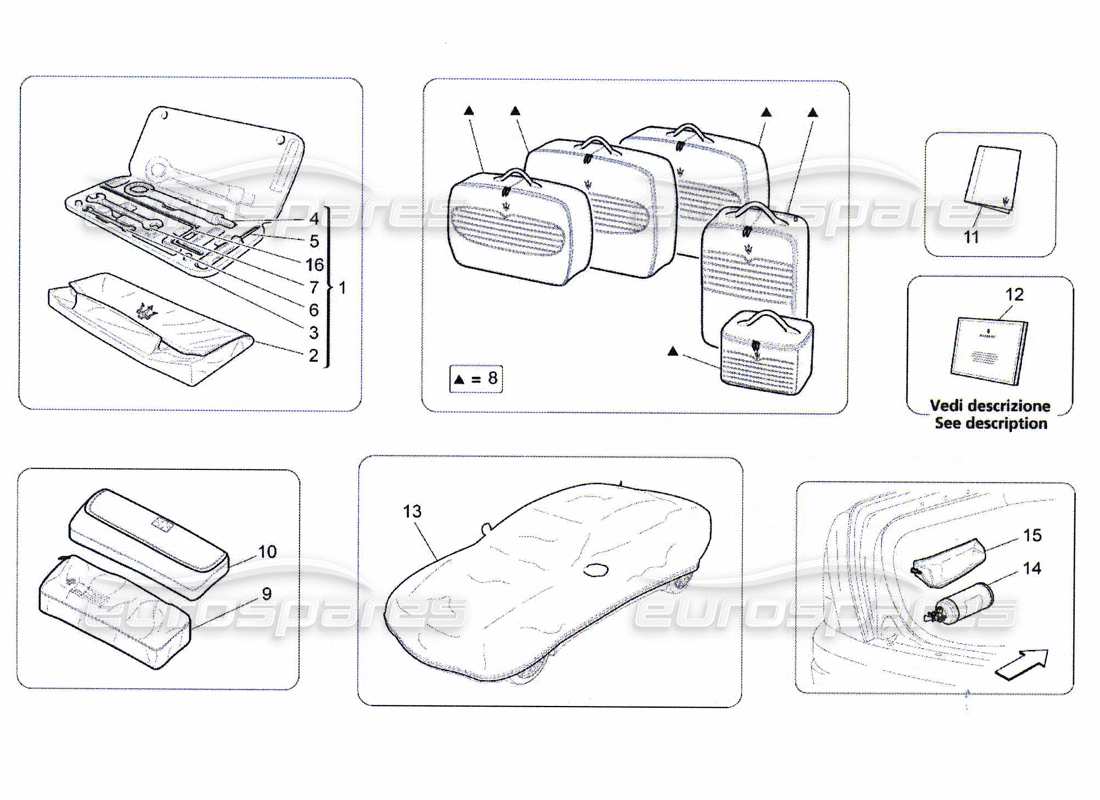 maserati qtp. (2010) 4.7 accessori forniti diagramma delle parti