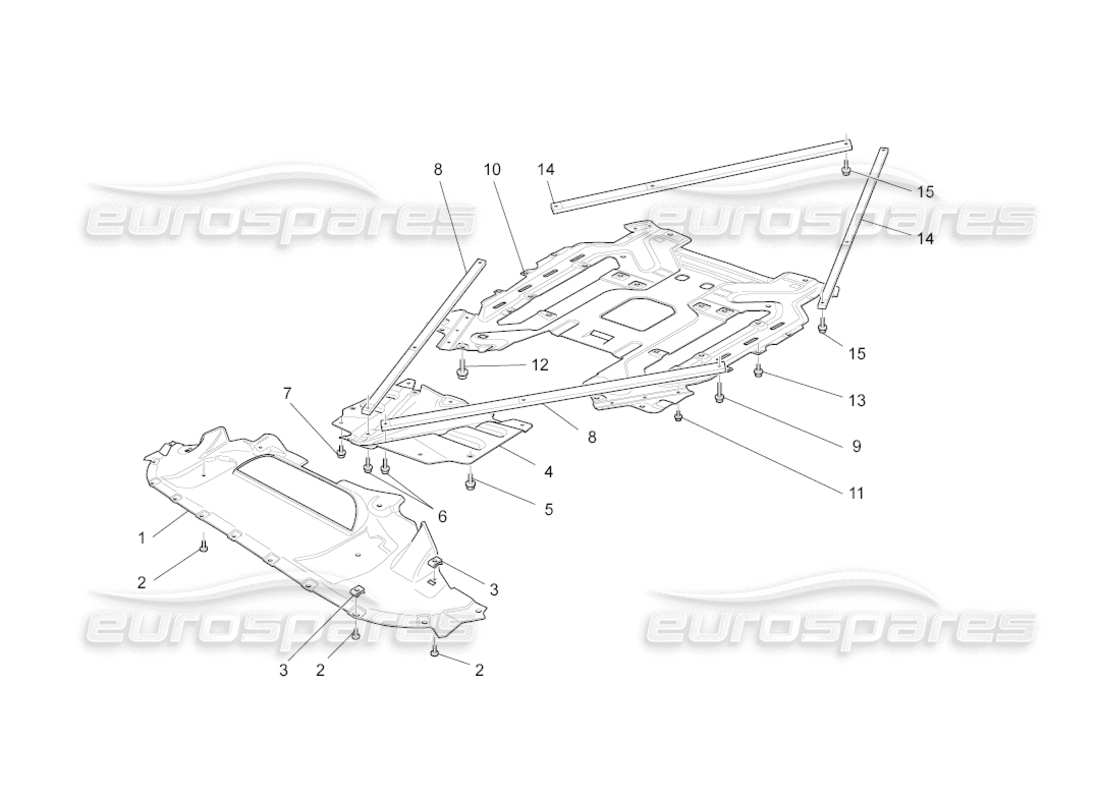 maserati grancabrio (2010) 4.7 schema delle parti delle protezioni sottoscocca e sottopavimento