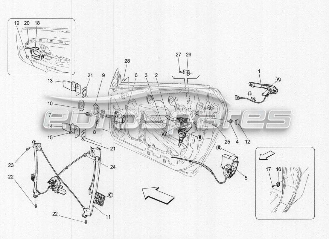 maserati grancabrio mc centenario meccanismi della porta d'ingresso diagramma delle parti