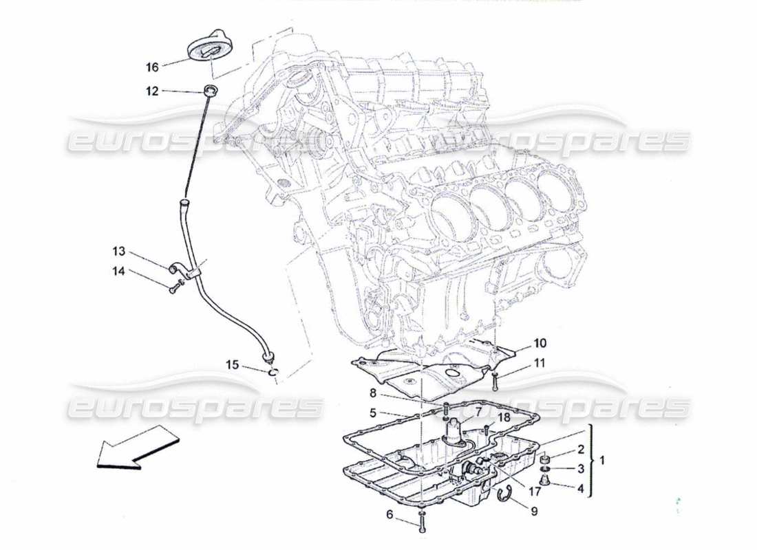 maserati qtp. (2010) 4.7 sistema di lubrificazione: diagramma delle parti del circuito e della raccolta