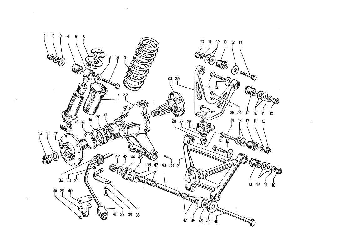 lamborghini jarama sospensione posteriore diagramma delle parti