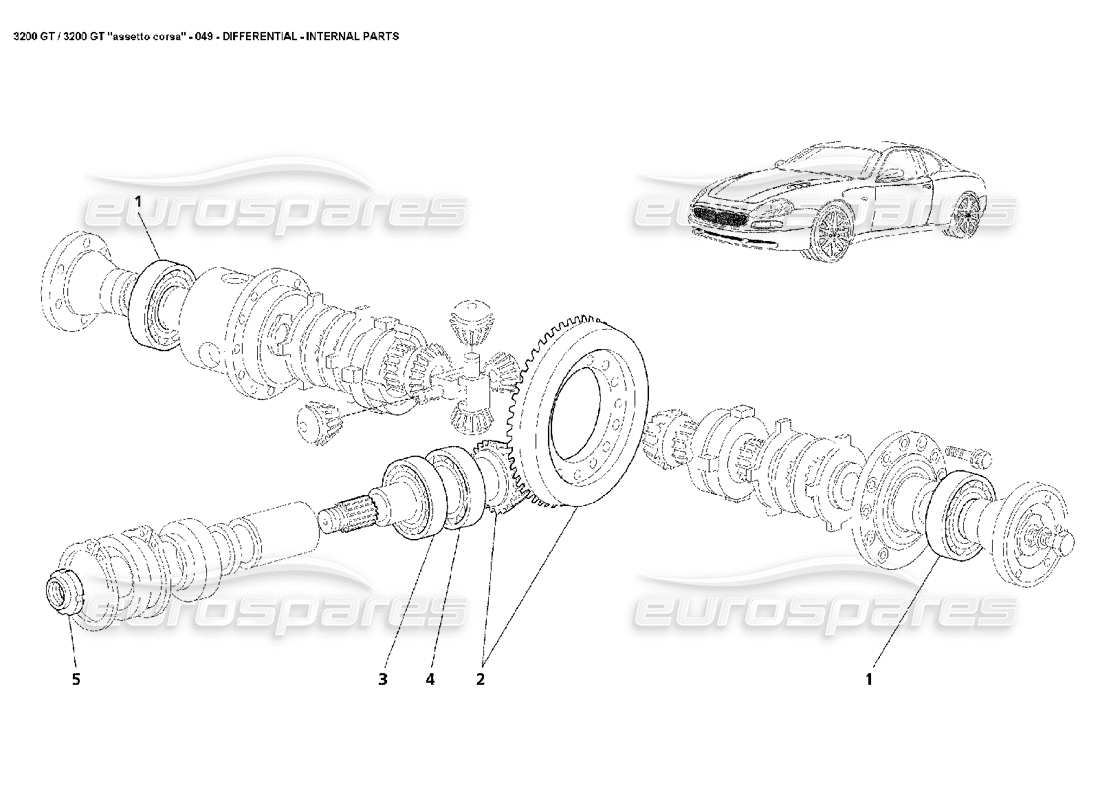 maserati 3200 gt/gta/assetto corsa differenziale: diagramma delle parti delle parti interne