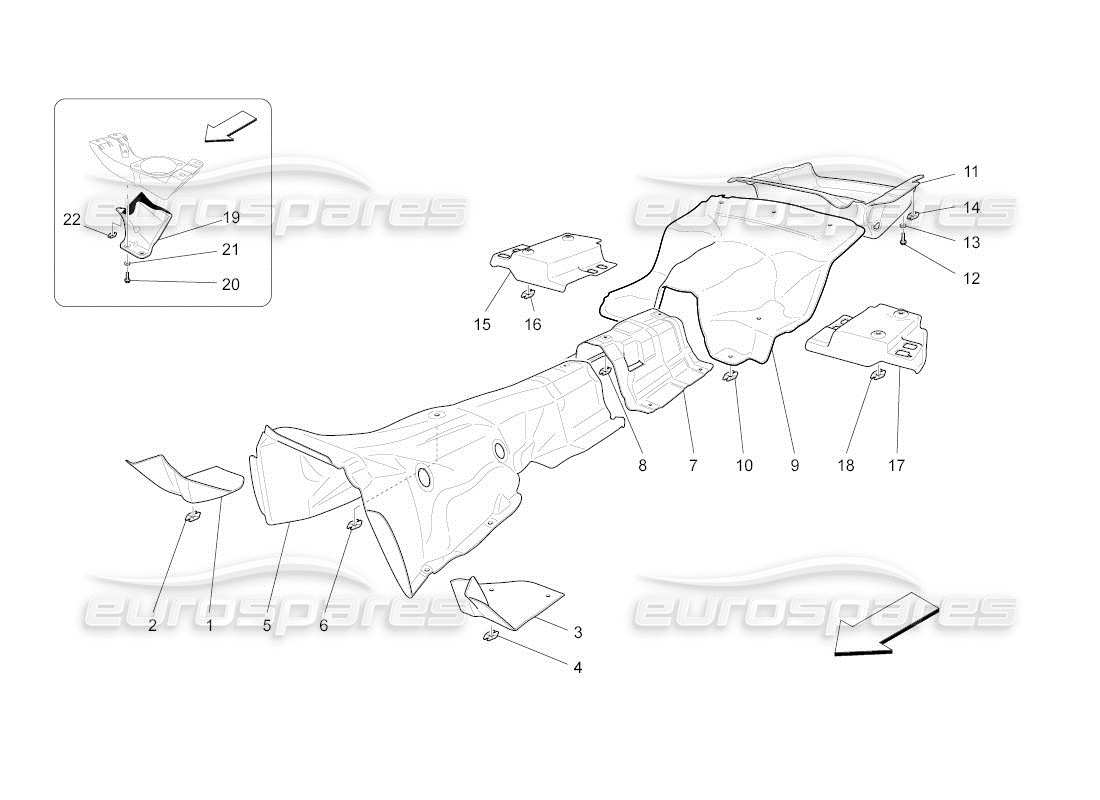 maserati qtp. (2011) 4.2 auto pannelli termoisolanti all'interno del veicolo diagramma delle parti