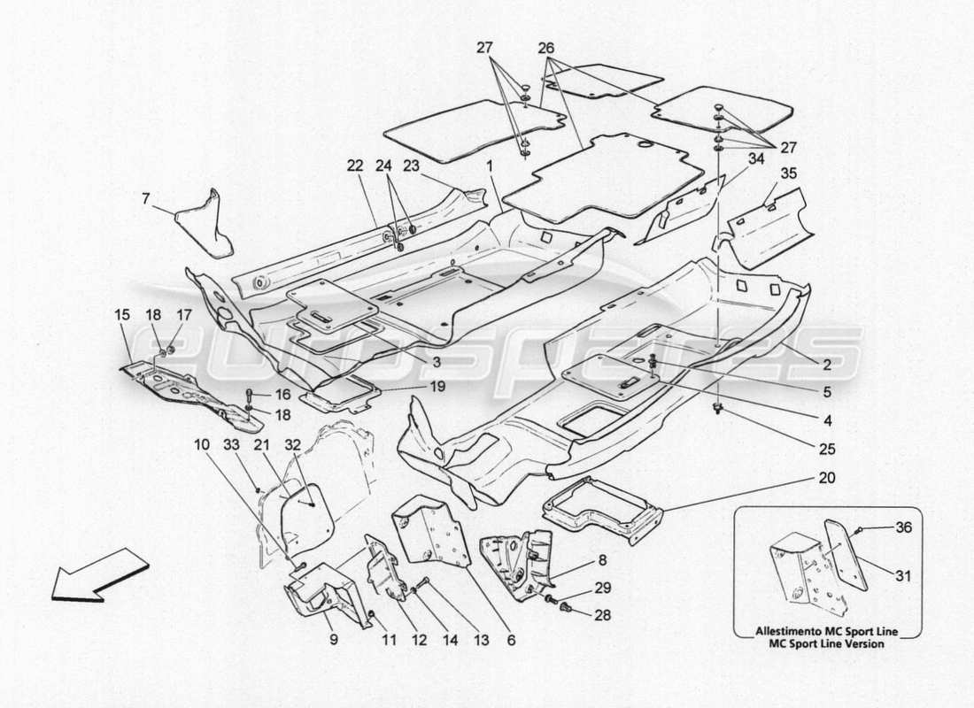 maserati granturismo special edition tappeti abitacolo passeggero schema delle parti