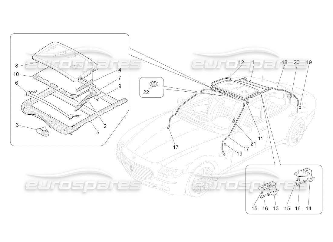 maserati qtp. (2011) 4.2 auto diagramma delle parti del tetto apribile