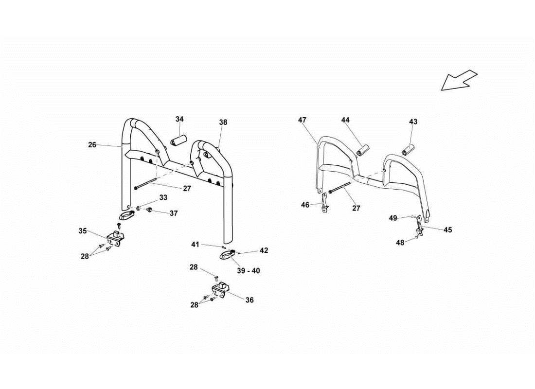 lamborghini gallardo sts ii sc roll bar diagramma delle parti