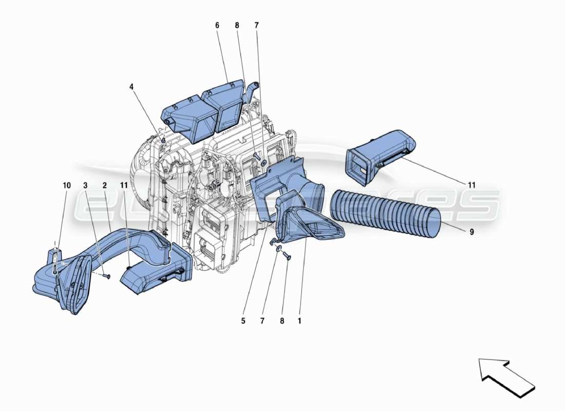 ferrari 488 challenge diagramma delle parti della canalizzazione del riscaldatore