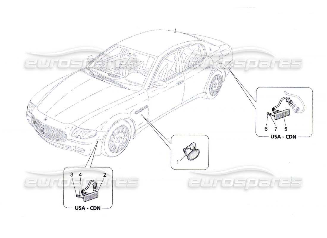 maserati qtp. (2010) 4.7 gruppi ottici laterali diagramma delle parti