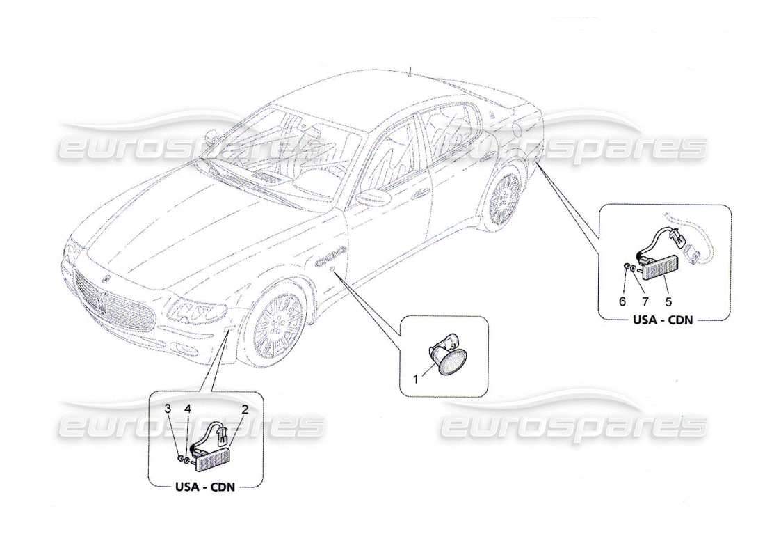 maserati qtp. (2010) 4.7 diagramma delle parti dei gruppi ottici laterali