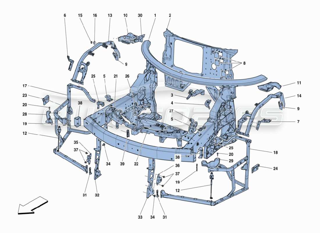 ferrari 488 challenge telaio anteriore diagramma delle parti