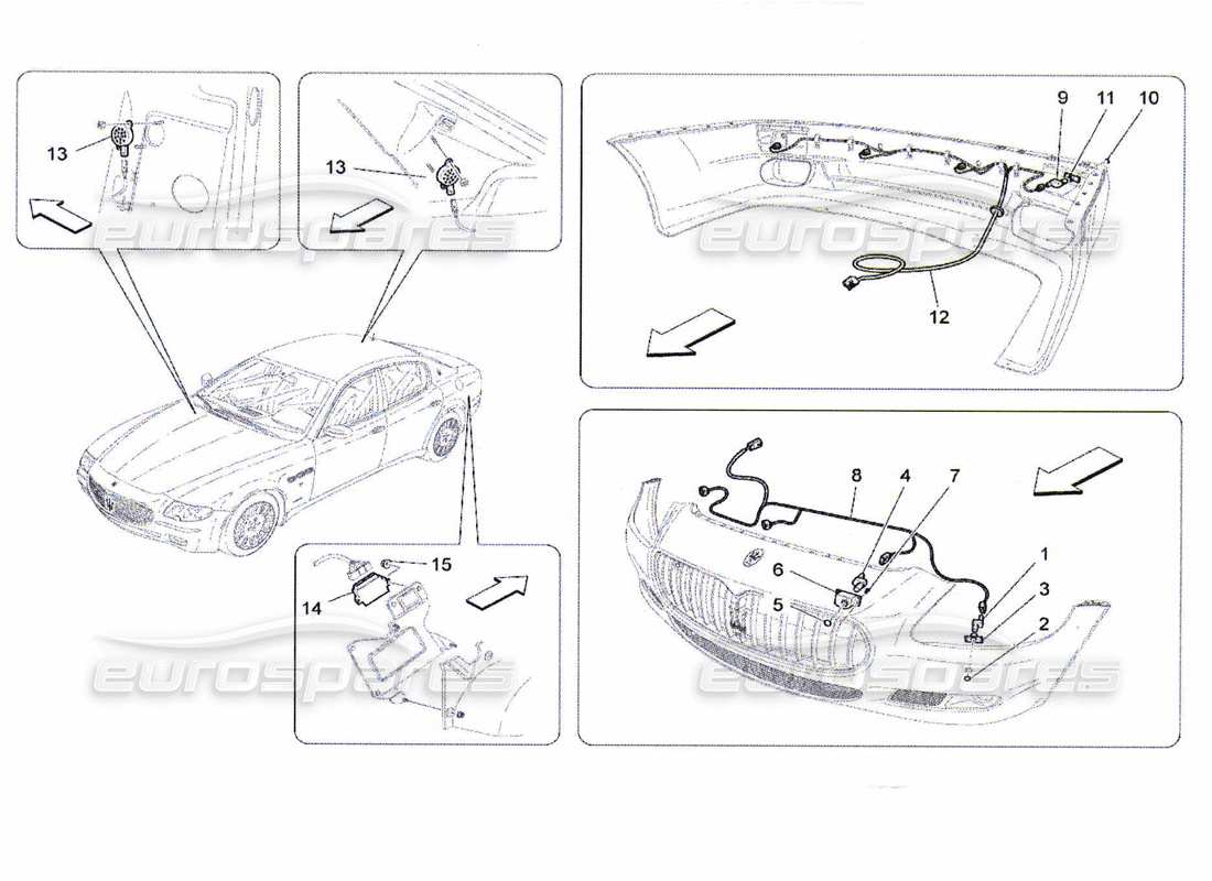maserati qtp. (2010) 4.7 sensori di parcheggio diagramma delle parti
