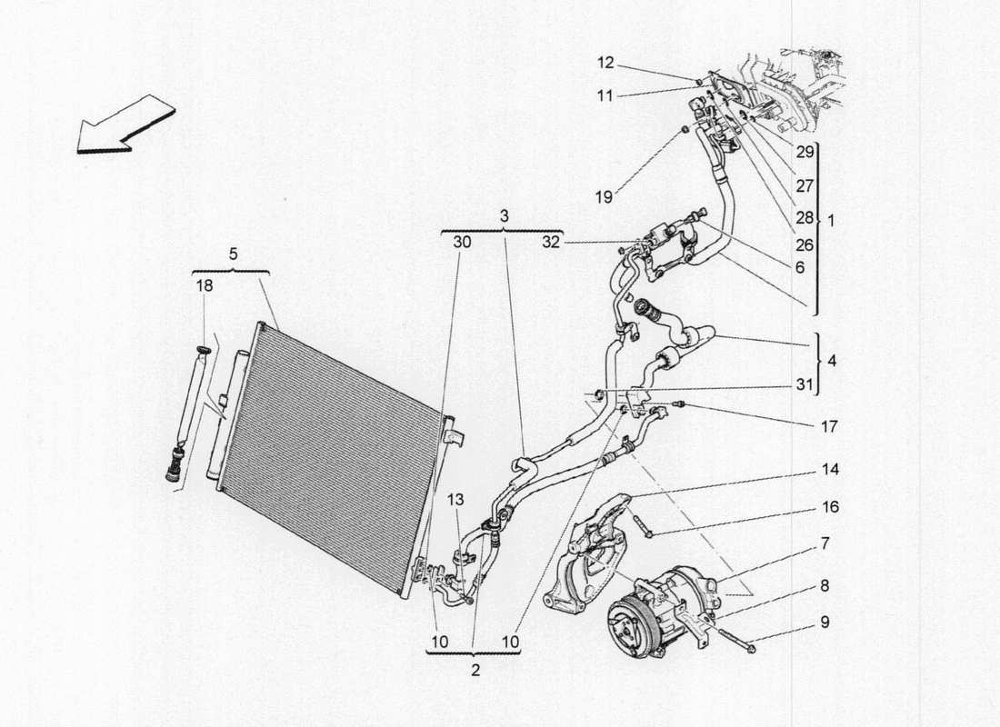 maserati qtp. v6 3.0 tds 275bhp 2017 unità a c: diagramma delle parti dei dispositivi del vano motore