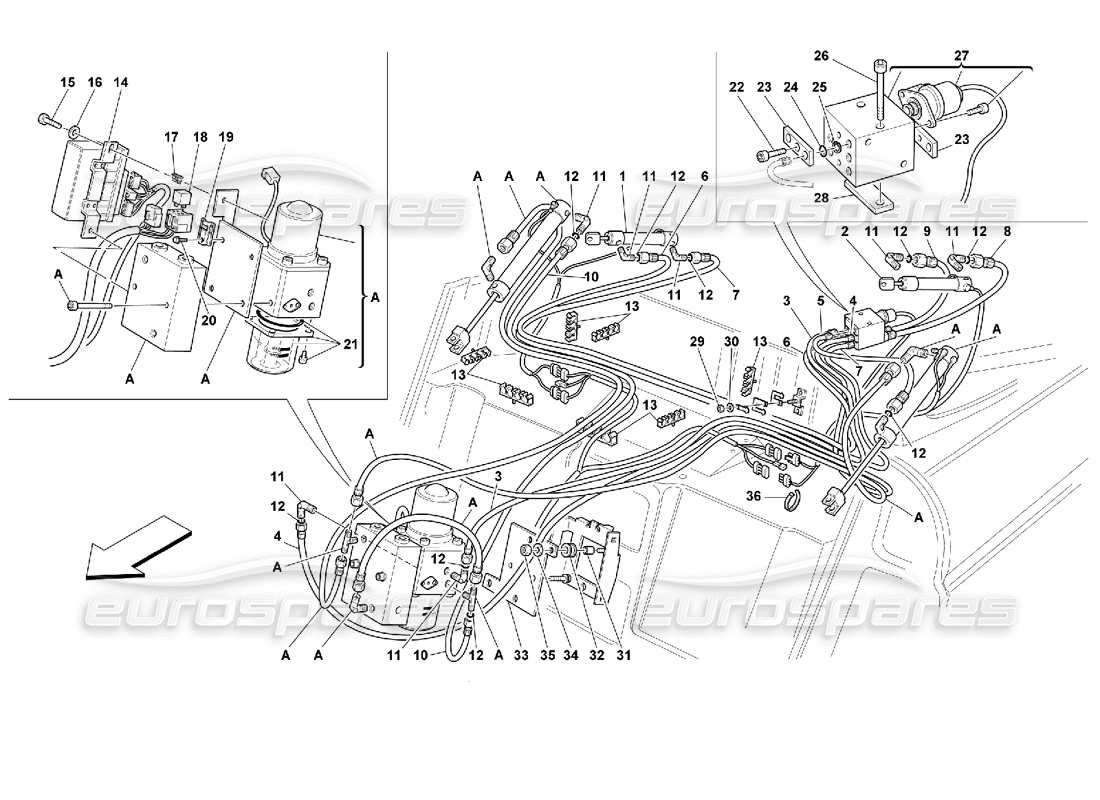 ferrari 355 (2.7 motronic) comando idraulico superiore diagramma delle parti