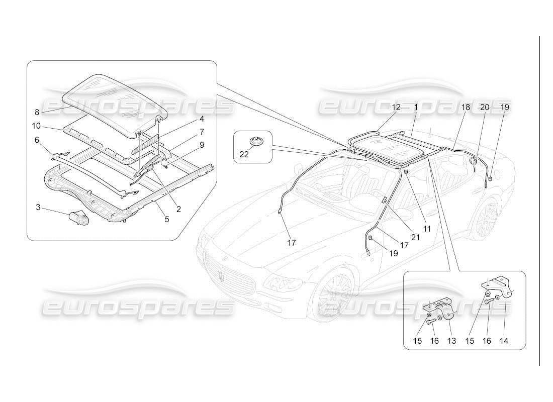 maserati qtp. (2007) 4.2 auto diagramma delle parti del tetto apribile