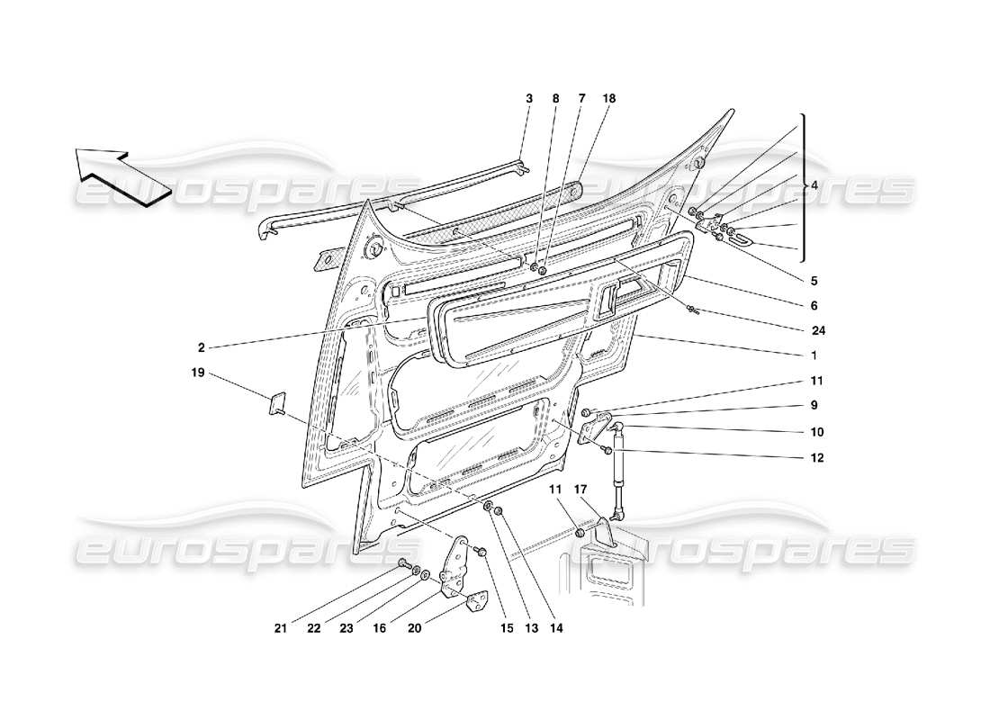 ferrari 355 (5.2 motronic) cofano anteriore diagramma delle parti