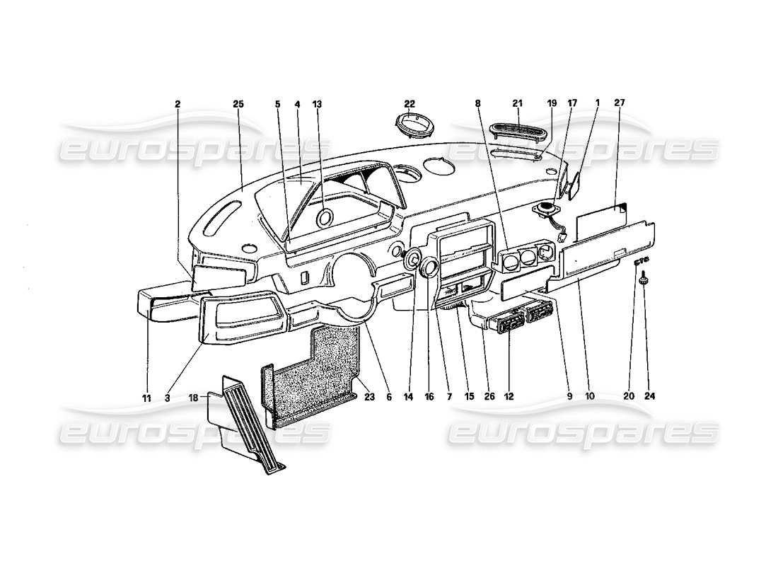 ferrari 328 (1985) pannello degli strumenti diagramma delle parti