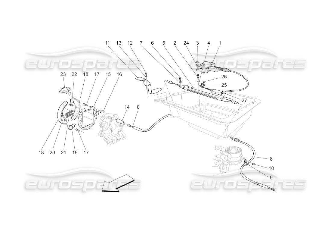 maserati qtp. (2011) 4.7 auto freno a mano diagramma delle parti