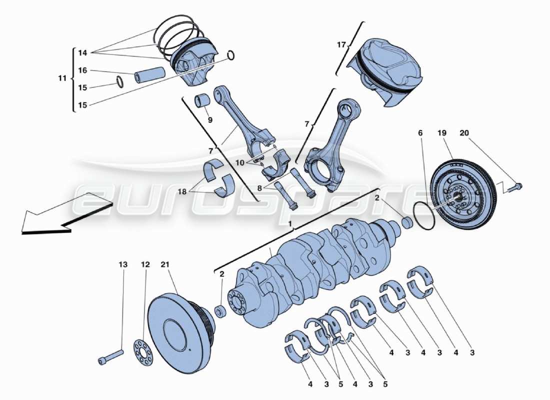 ferrari 488 challenge schema delle parti dell'albero motore