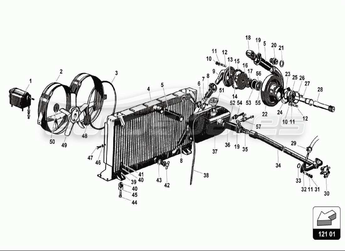lamborghini 350 gt sistema di raffreddamento ad acqua diagramma delle parti