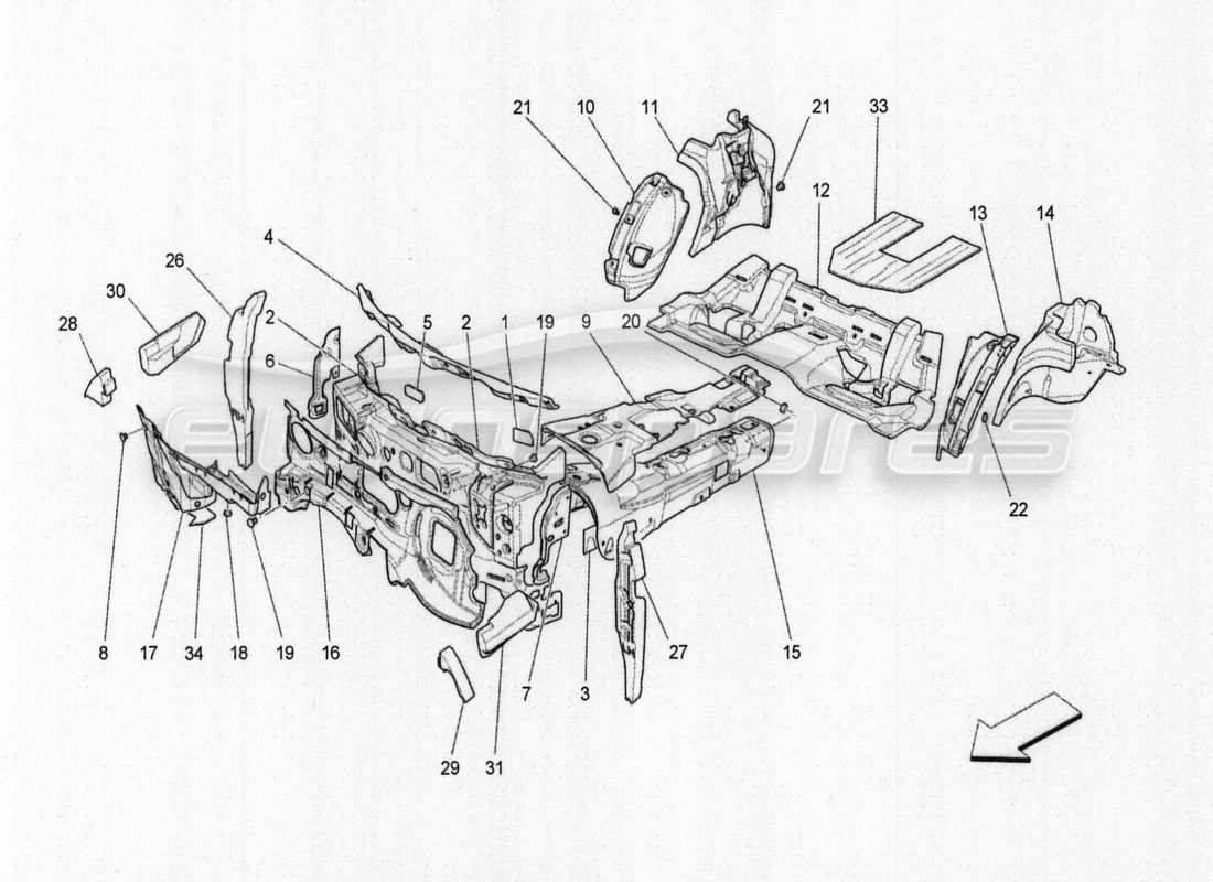 maserati qtp. v8 3.8 530bhp auto 2015 tappeti abitacolo passeggero schema delle parti