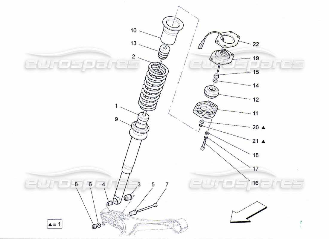 maserati qtp. (2010) 4.7 diagramma delle parti dei dispositivi dell'ammortizzatore anteriore