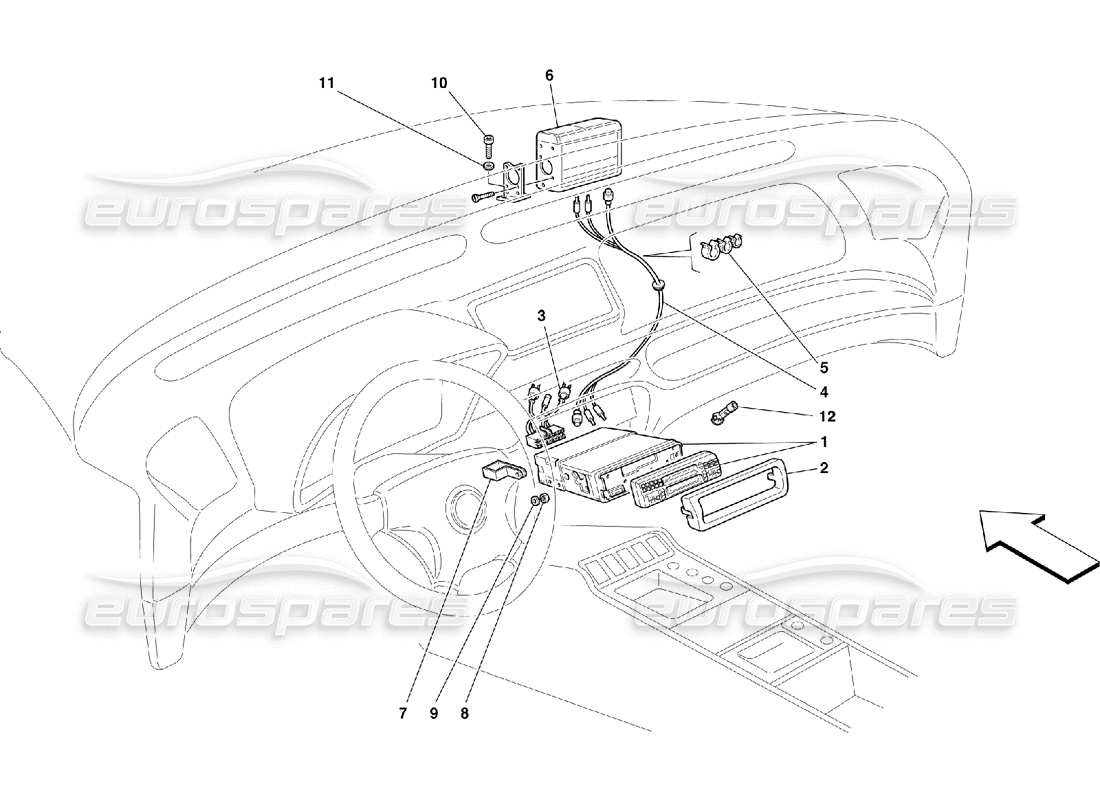 ferrari 355 (5.2 motronic) diagramma delle parti dell'apparecchiatura stereo
