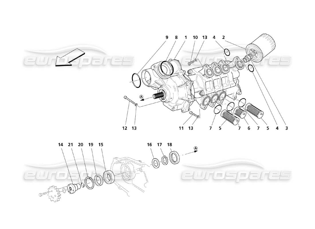 maserati qtp. (2003) 4.2 lubrificazione: pompa e filtro schema delle parti