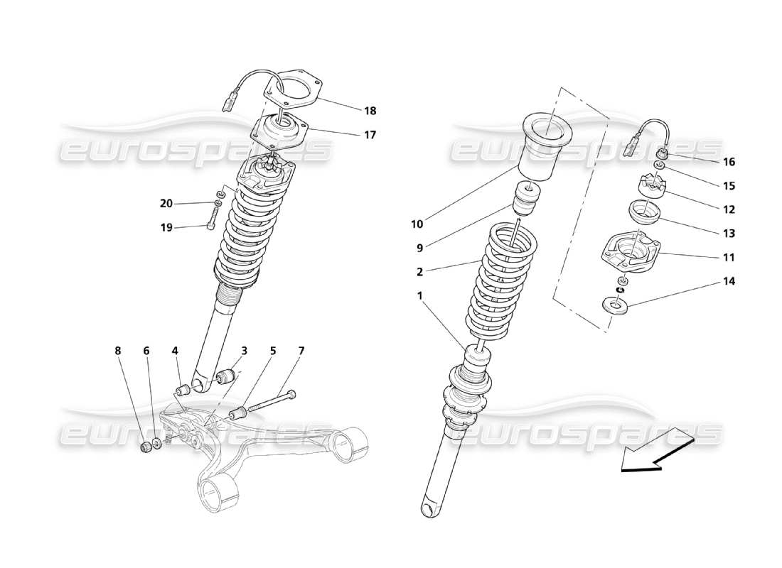 maserati qtp. (2003) 4.2 parti della sospensione anteriore diagramma delle parti