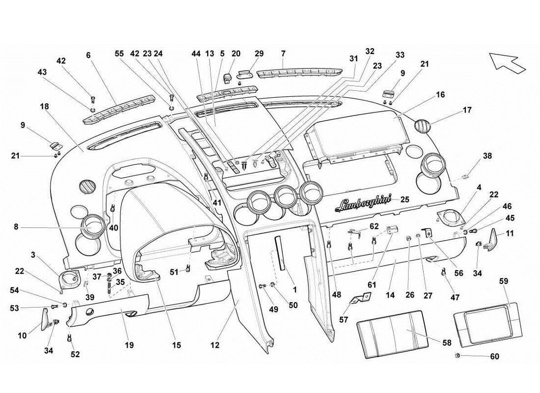 lamborghini gallardo lp570-4s perform pannello di controllo diagramma delle parti