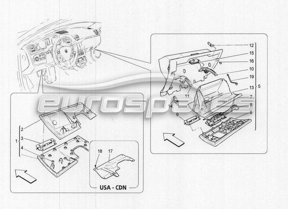 maserati grancabrio mc centenario diagramma delle parti dei vani portaoggetti