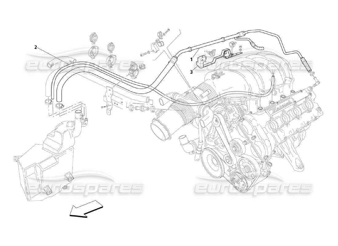 maserati qtp. (2003) 4.2 schema delle parti del sistema blow-by