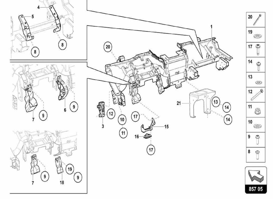 lamborghini centenario spider traversa interna diagramma delle parti