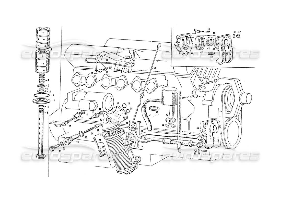 maserati 3500 gt lubrificazione del motore diagramma delle parti