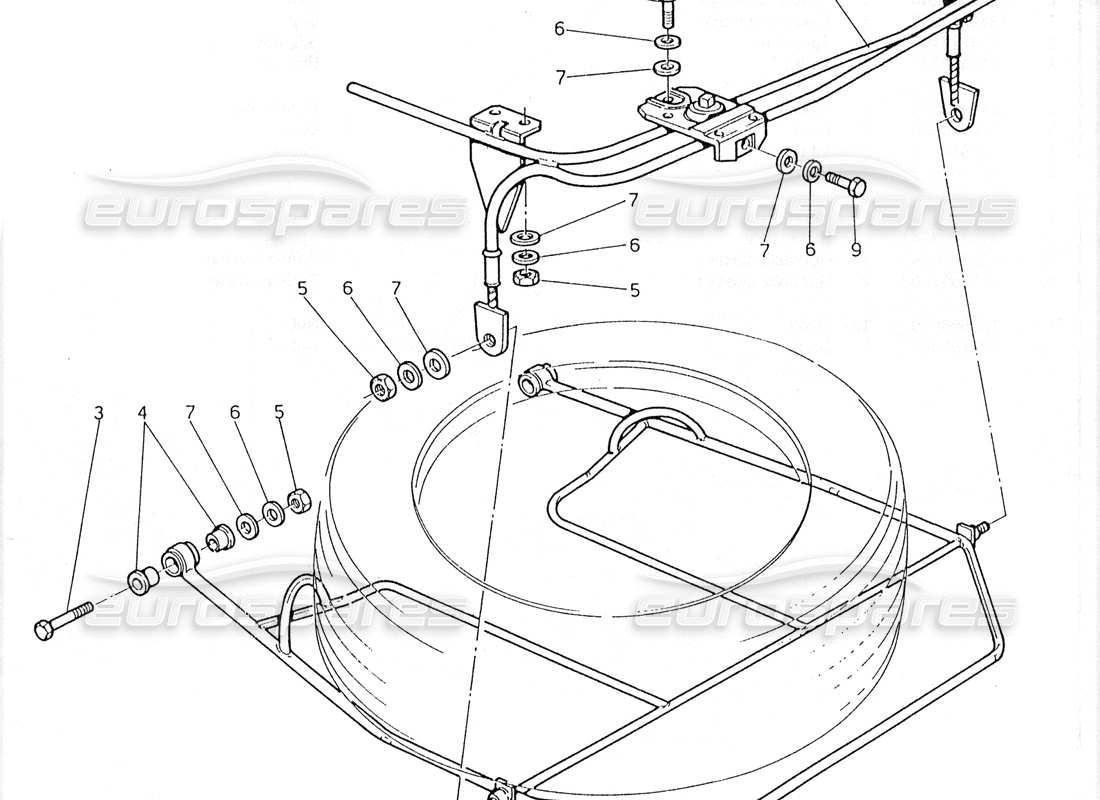 maserati 228 schema delle parti del dispositivo di sollevamento della ruota di scorta