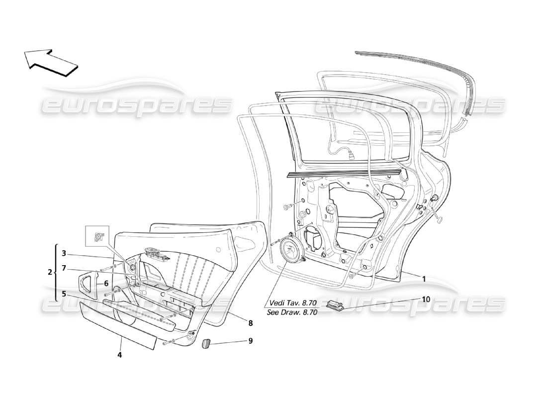 maserati qtp. (2003) 4.2 porte posteriori: pannelli diagramma delle parti