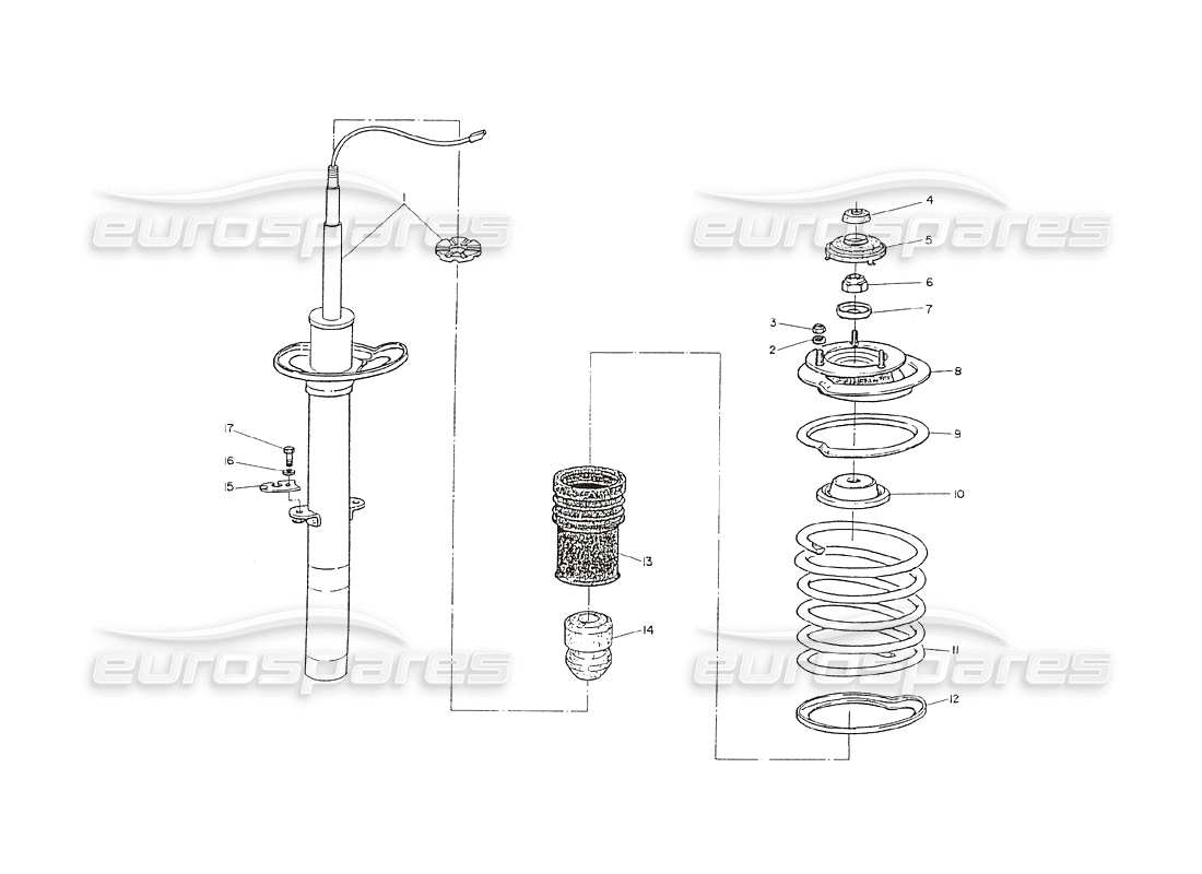 maserati shamal ammortizzatori anteriori diagramma delle parti