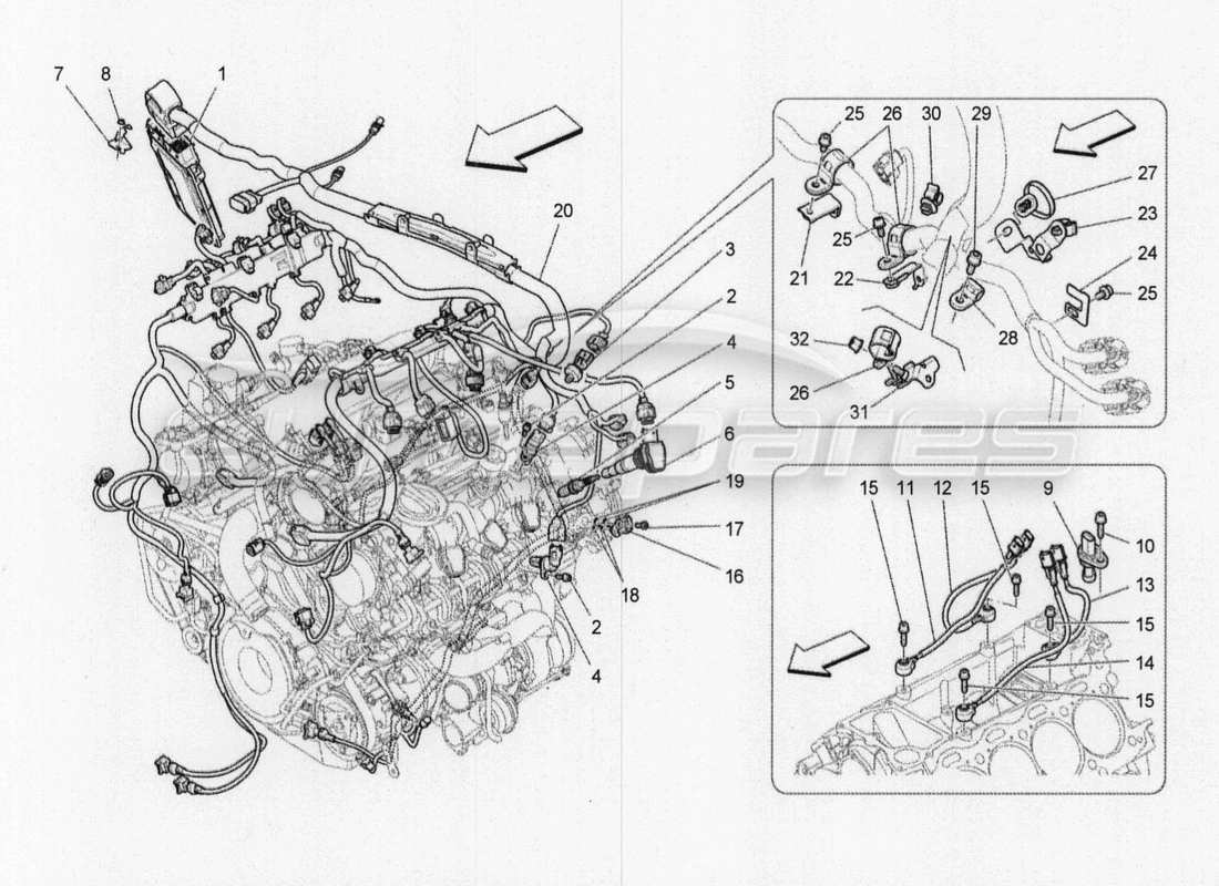 maserati qtp. v8 3.8 530bhp 2014 auto controllo elettronico: diagramma delle parti di controllo dell'iniezione e della fasatura del motore