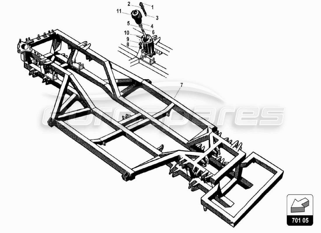 lamborghini 350 gt elementi del telaio centrale diagramma delle parti