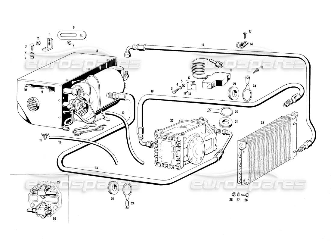maserati qtp.v8 4.7 (s1 & s2) 1967 diagramma delle parti del sistema di climatizzazione