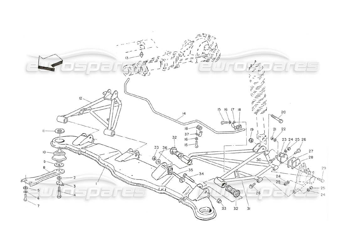 maserati shamal sospensione posteriore diagramma delle parti