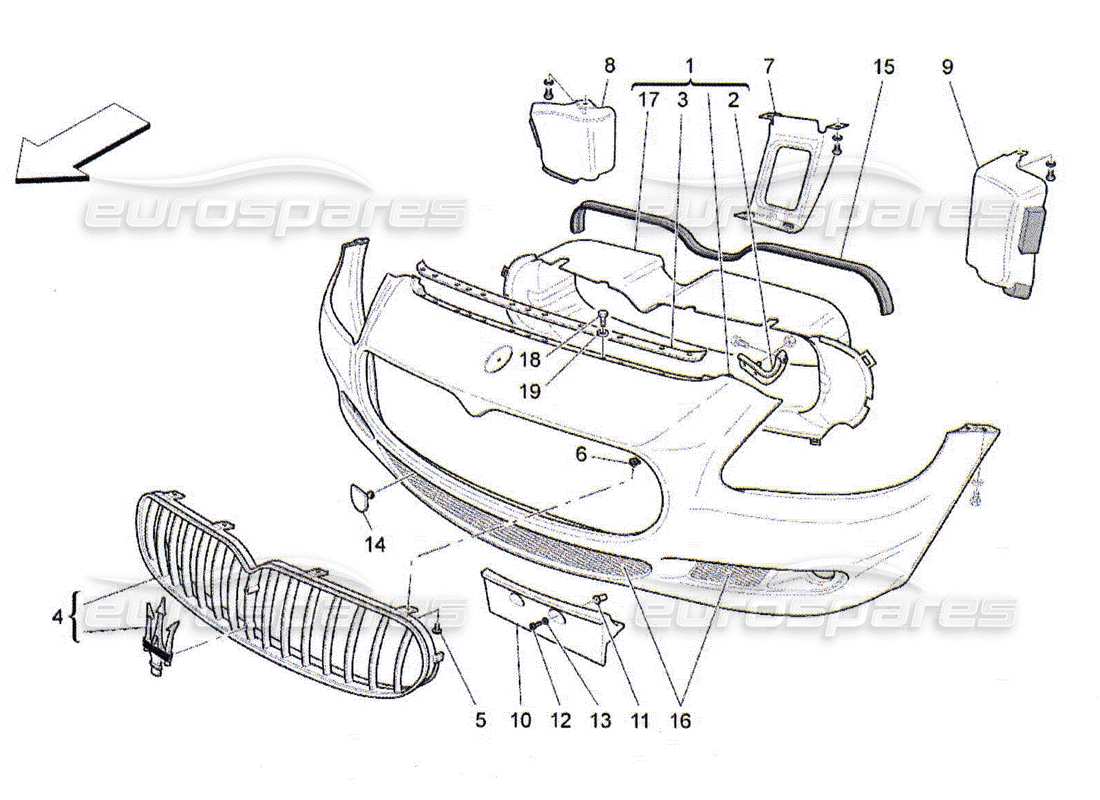 maserati qtp. (2010) 4.2 paraurti anteriore diagramma delle parti