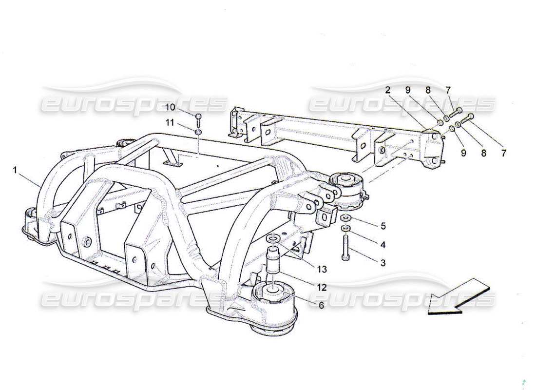 maserati qtp. (2010) 4.2 schema delle parti del telaio posteriore