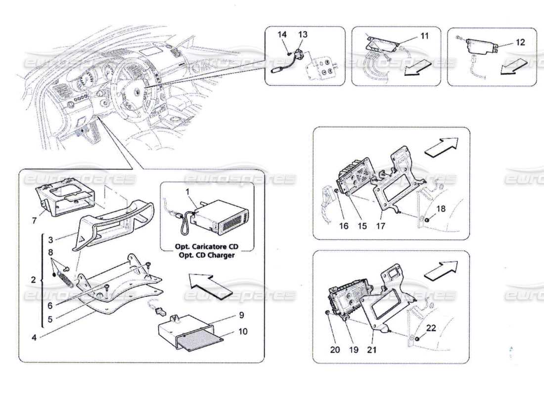 maserati qtp. (2010) 4.7 sistema informatico diagramma delle parti