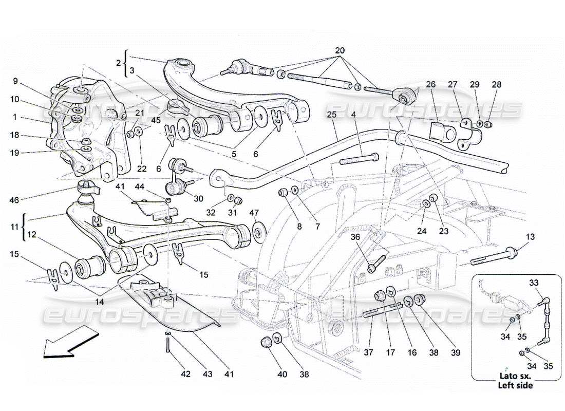 maserati qtp. (2010) 4.2 sospensione posteriore diagramma delle parti