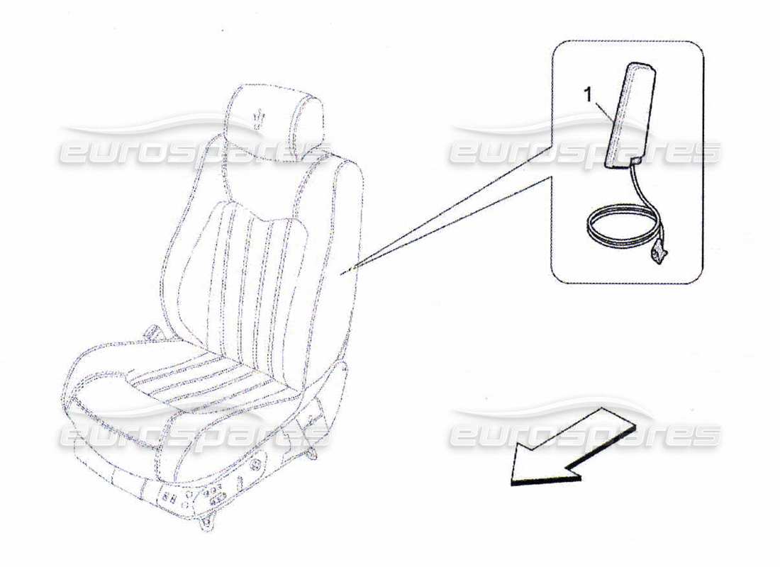 maserati qtp. (2010) 4.7 diagramma delle parti del sistema borsa laterale anteriore