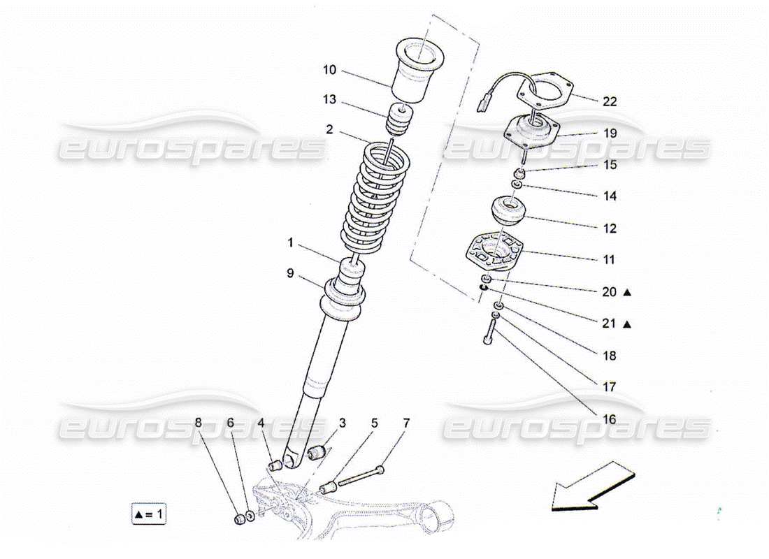 maserati qtp. (2010) 4.2 diagramma delle parti dei dispositivi dell'ammortizzatore anteriore