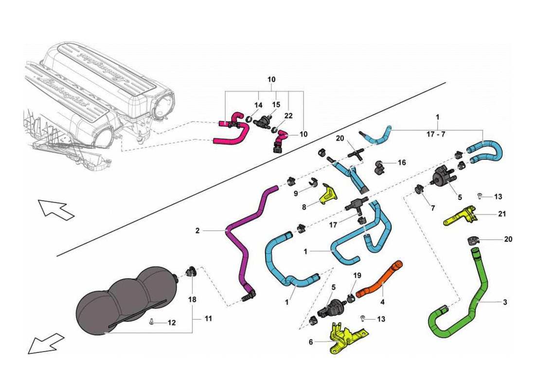 lamborghini gallardo lp570-4s perform sistema di vuoto diagramma delle parti