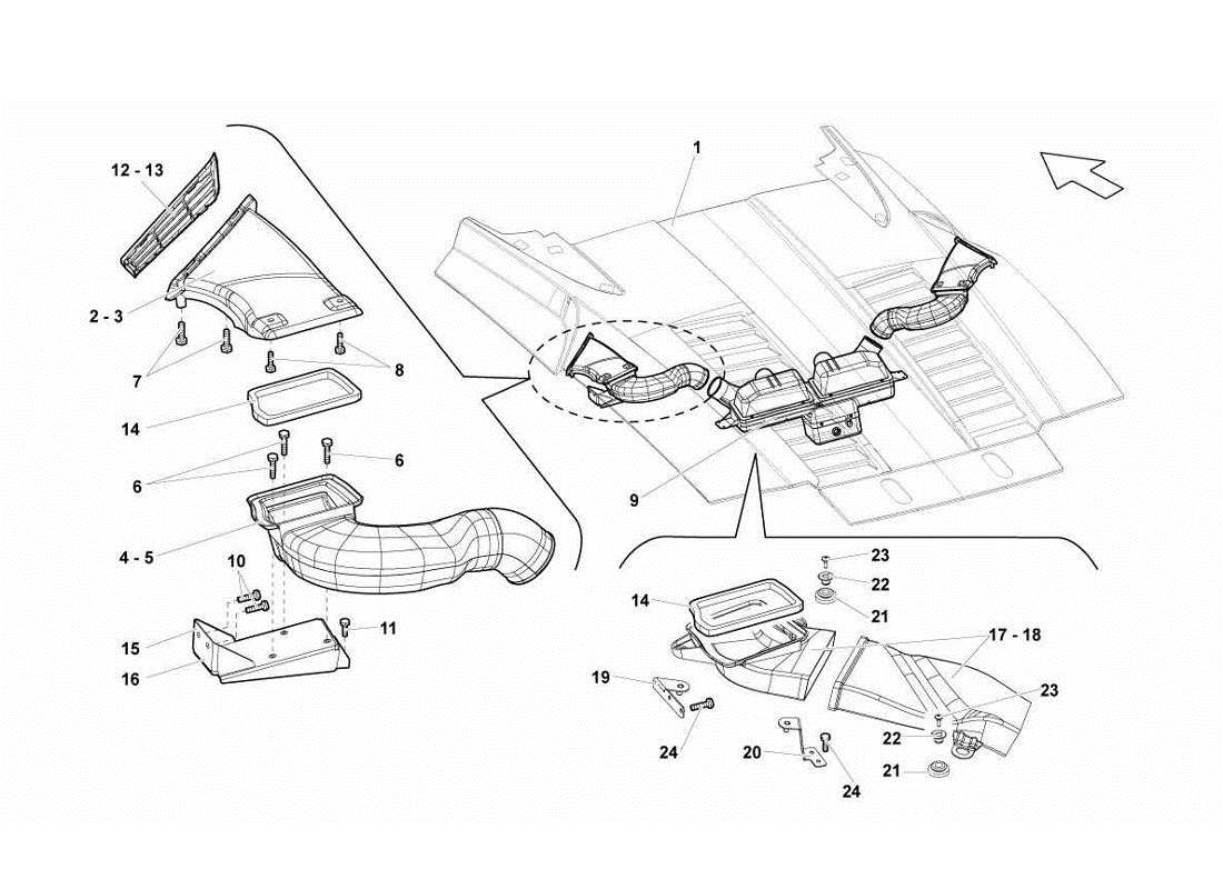 lamborghini gallardo lp570-4s perform convogliatore aria motore diagramma delle parti